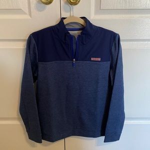 Navy blue vineyard vines quarter zip.